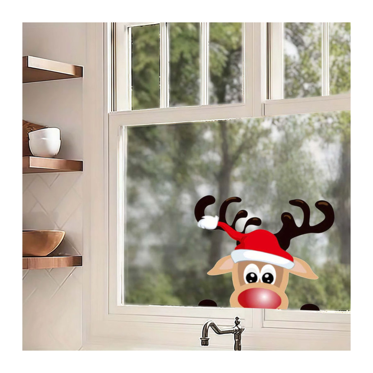 Wasserfester Weihnachten Rentier Fenster Aufkleber in Mehrfarbig für Wand, Kühlschrank und Auto - Bild 6