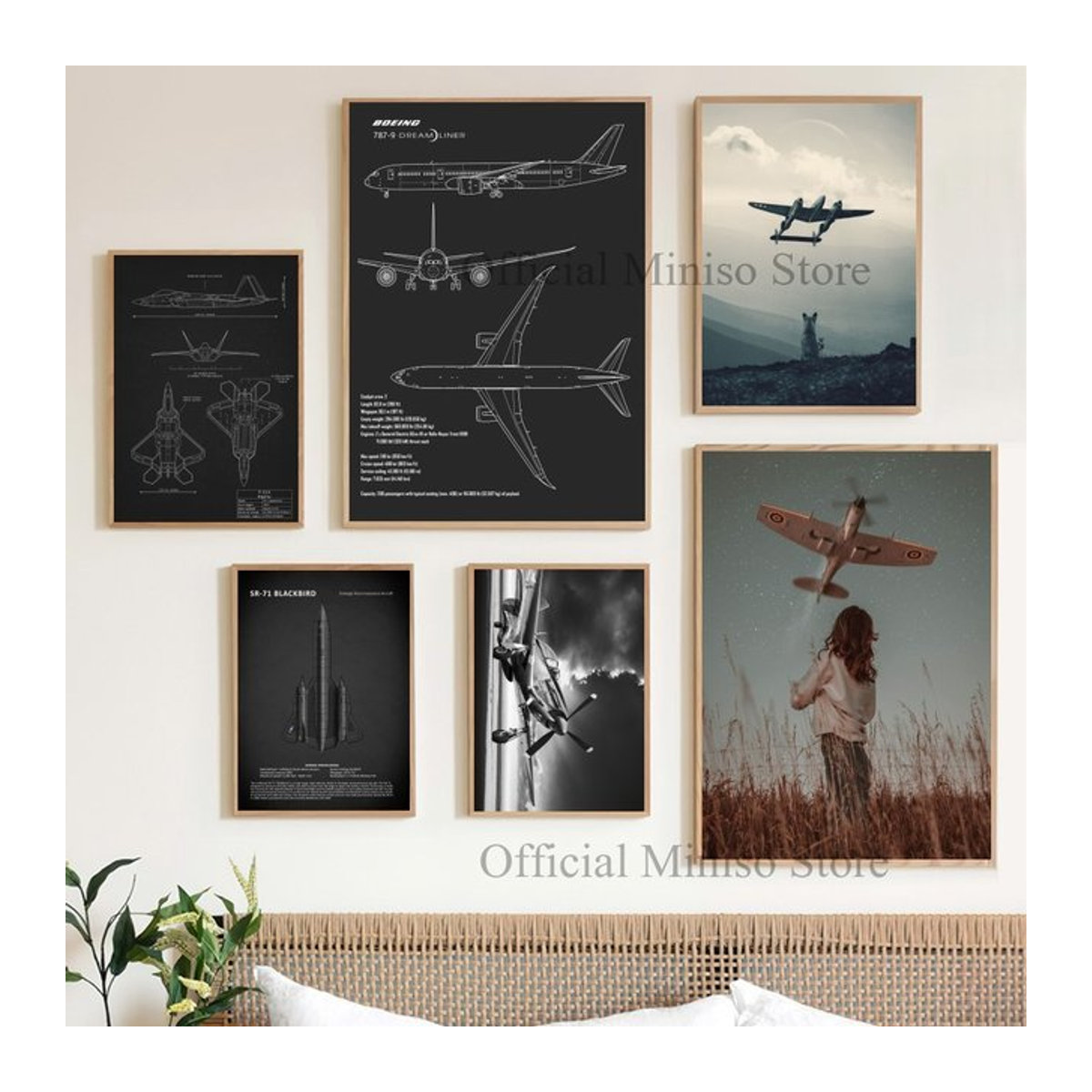 Wasserfestes Flugzeug Poster als selbstklebender Wandaufkleber im Vintage Design für dein Zuhause oder die Bar, mehrfarbig und rechteckig - Bild 1