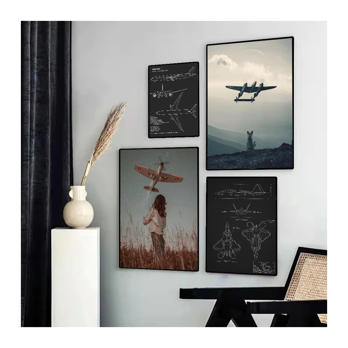Wasserfestes Flugzeug Poster als selbstklebender Wandaufkleber im Vintage Design für dein Zuhause oder die Bar, mehrfarbig und rechteckig - Bild 2