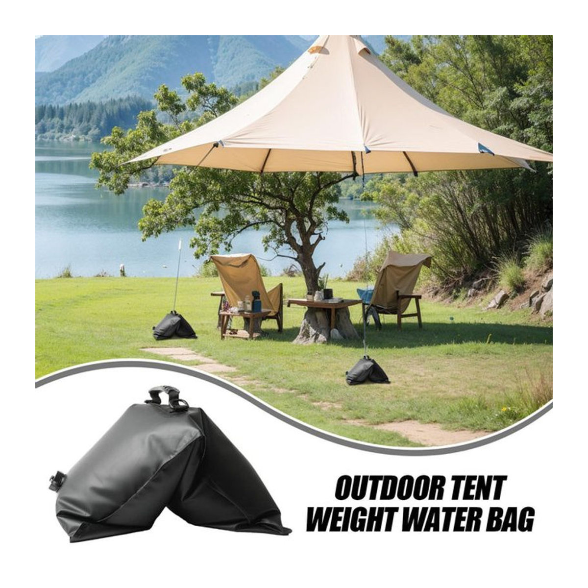 Wassergewichtstasche als Sandsack für Outdoor-Überdachungen und Campingausrüstung, wasserdichter aufrollbarer Wasserbeutel - Bild 1