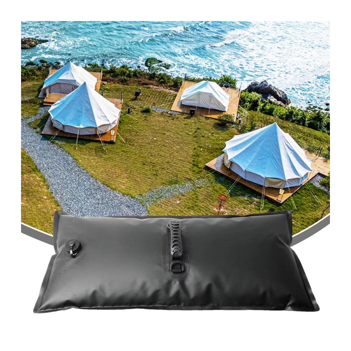 Wassergewichtstasche als Sandsack für Outdoor-Überdachungen und Campingausrüstung, wasserdichter aufrollbarer Wasserbeutel - Bild 2