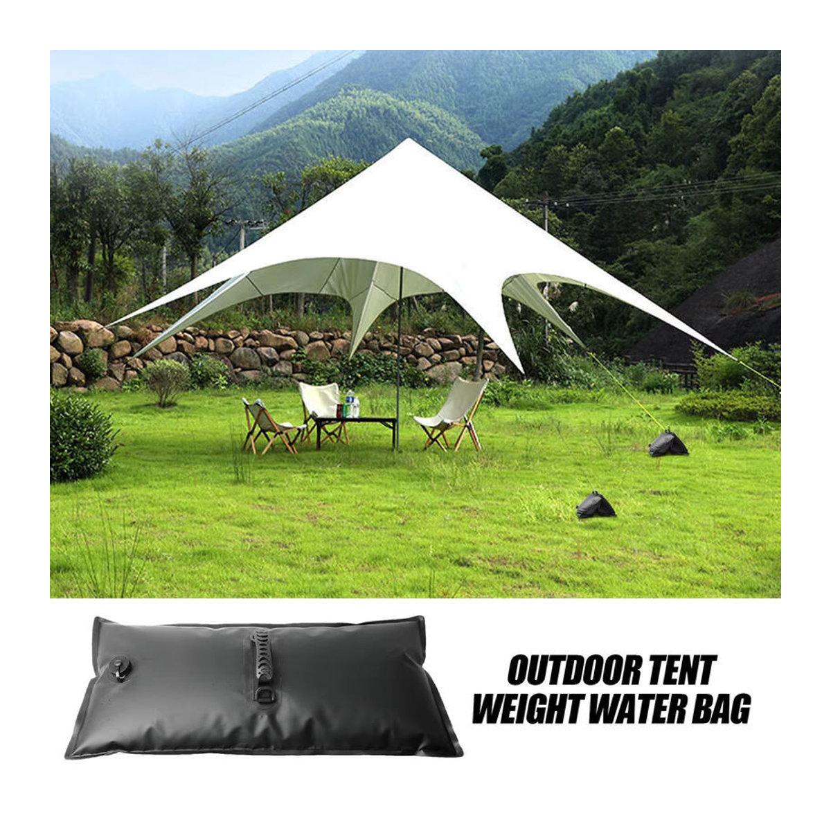Wassergewichtstasche als Sandsack für Outdoor-Überdachungen und Campingausrüstung, wasserdichter aufrollbarer Wasserbeutel - Bild 3