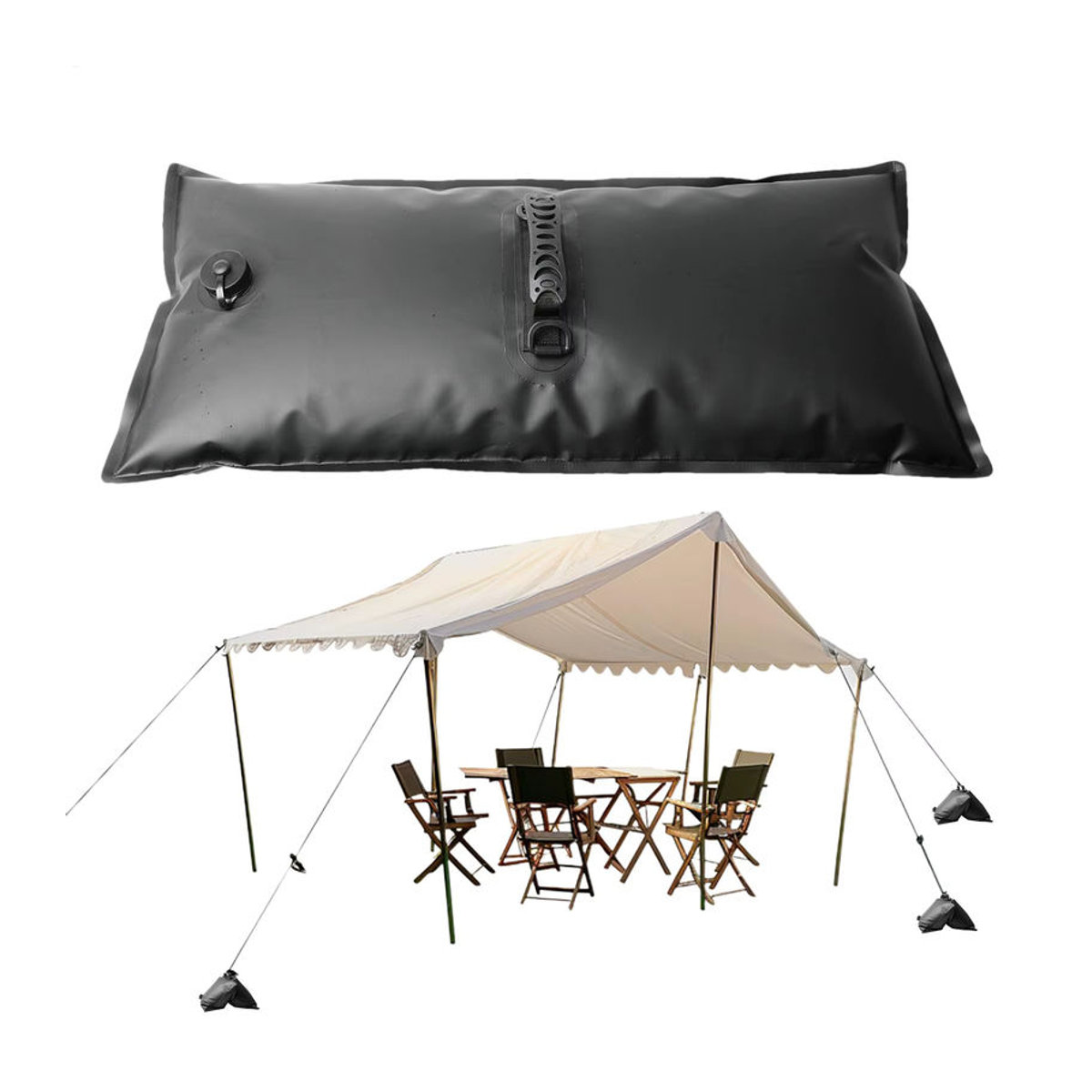 Wassergewichtstasche als Sandsack für Outdoor-Überdachungen und Campingausrüstung, wasserdichter aufrollbarer Wasserbeutel - Bild 4