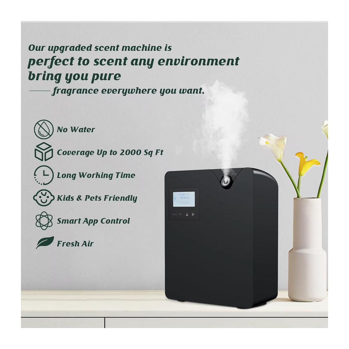 Wasserloser Duftluftmaschine mit intelligenter Kaltlufttechnologie und Bluetooth-WiFi-Aromatherapie für ätherische Öle, Schwarz - Bild 2
