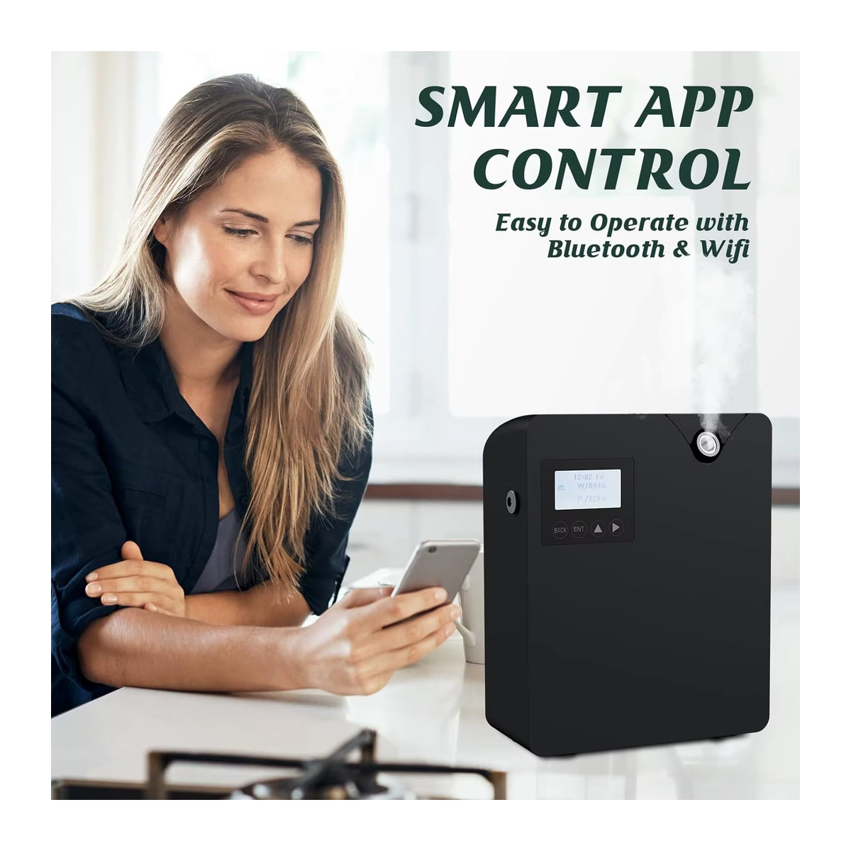 Wasserloser Duftluftmaschine mit intelligenter Kaltlufttechnologie und Bluetooth-WiFi-Aromatherapie für ätherische Öle, Schwarz - Bild 3