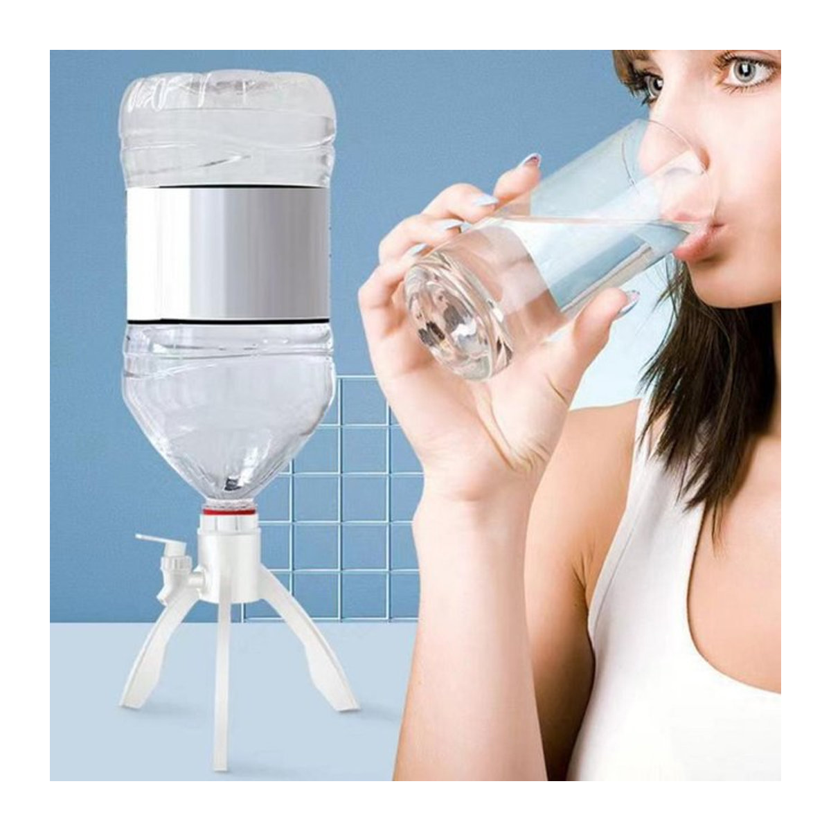 Wasserspender-Wasserhahn mit Auslasshalterung für Wasserflaschen in Weiß - Bild 1