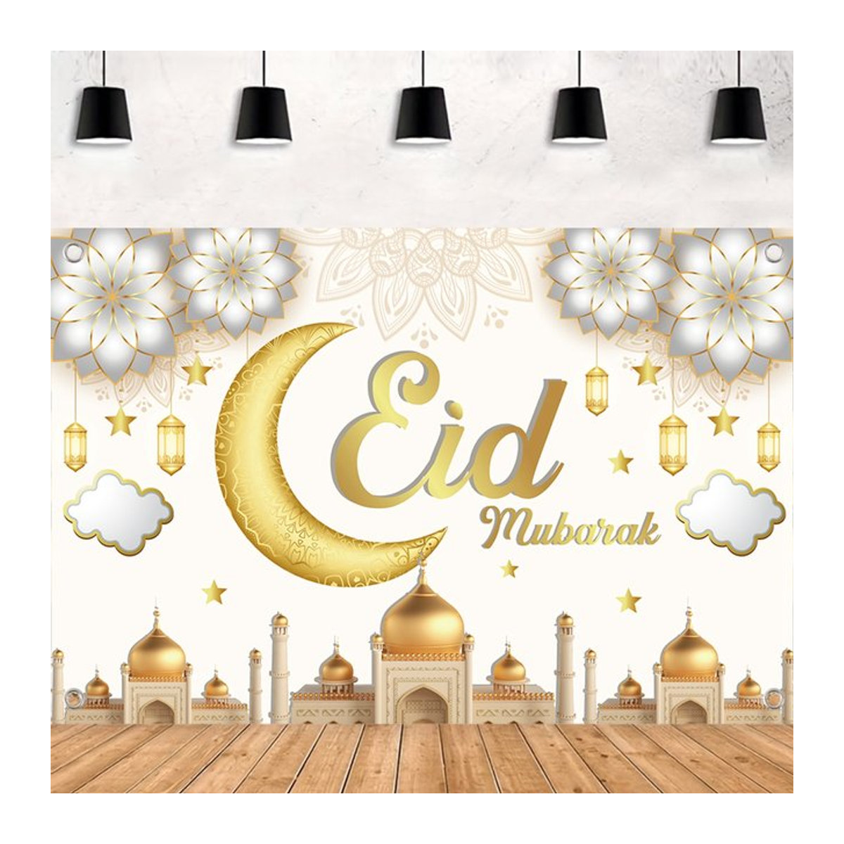 Wayfun Ramadan und Eid al Fitr Dekoration Hintergrund in Beige mit orientalischem geometrischem Design - Bild 1