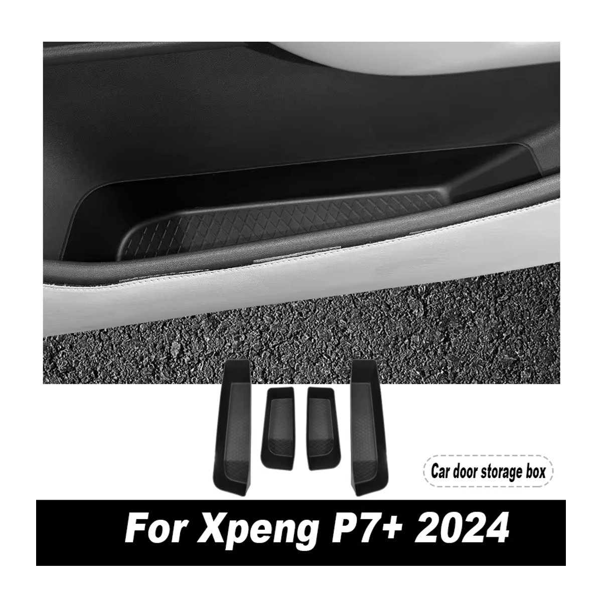 WayModGarge Aufbewahrungsbox für Xpeng P7+ 2024, Organizer für Armaturenbrett und Getränkehalter, Schwarz, TPE - Bild 3