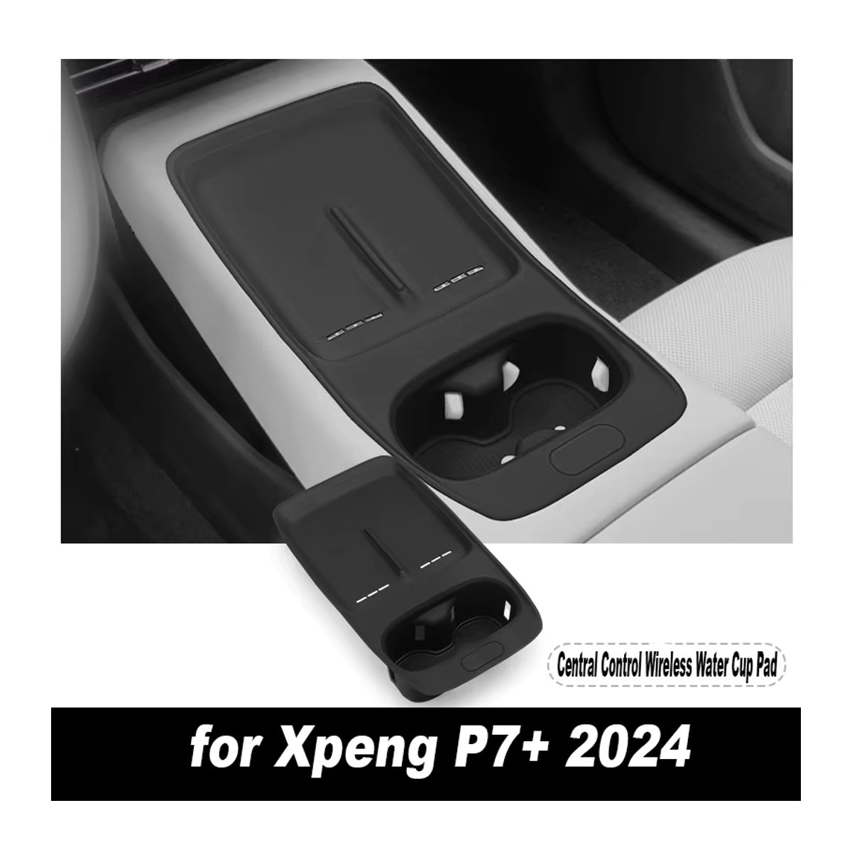 WayModGarge Aufbewahrungsbox für Xpeng P7+ 2024, Organizer für Armaturenbrett und Getränkehalter, Schwarz, TPE - Bild 4