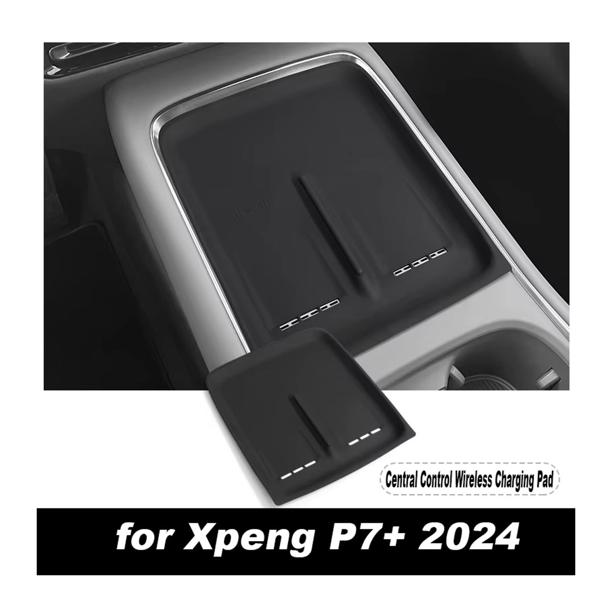 WayModGarge Aufbewahrungsbox für Xpeng P7+ 2024, Organizer für Armaturenbrett und Getränkehalter, Schwarz, TPE - Bild 5