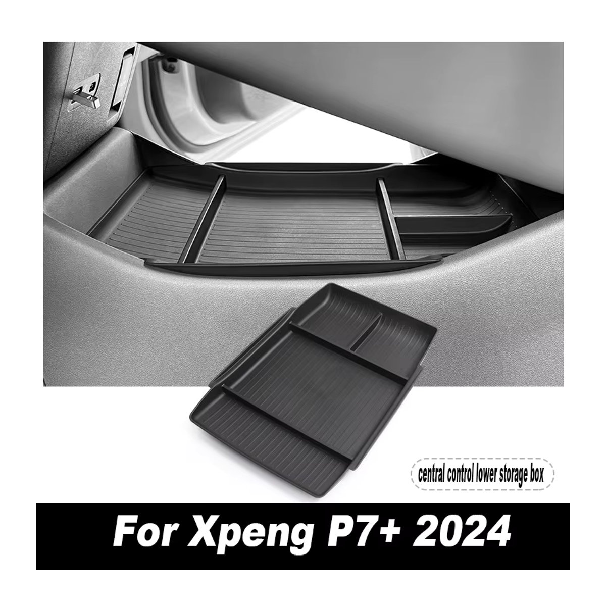 WayModGarge Aufbewahrungsbox für Xpeng P7+ 2024, Organizer für Armaturenbrett und Getränkehalter, Schwarz, TPE - Bild 6