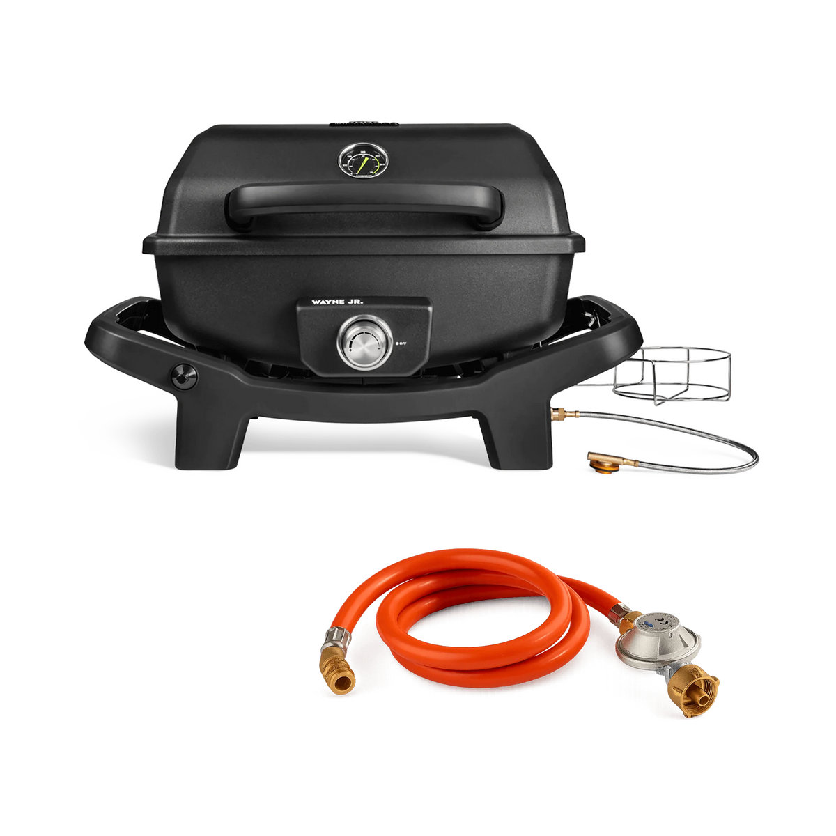 WAYNE Jr. Balkongrill 1-Brenner mit Gasflaschen-Adapter in Schwarz - Bild 1