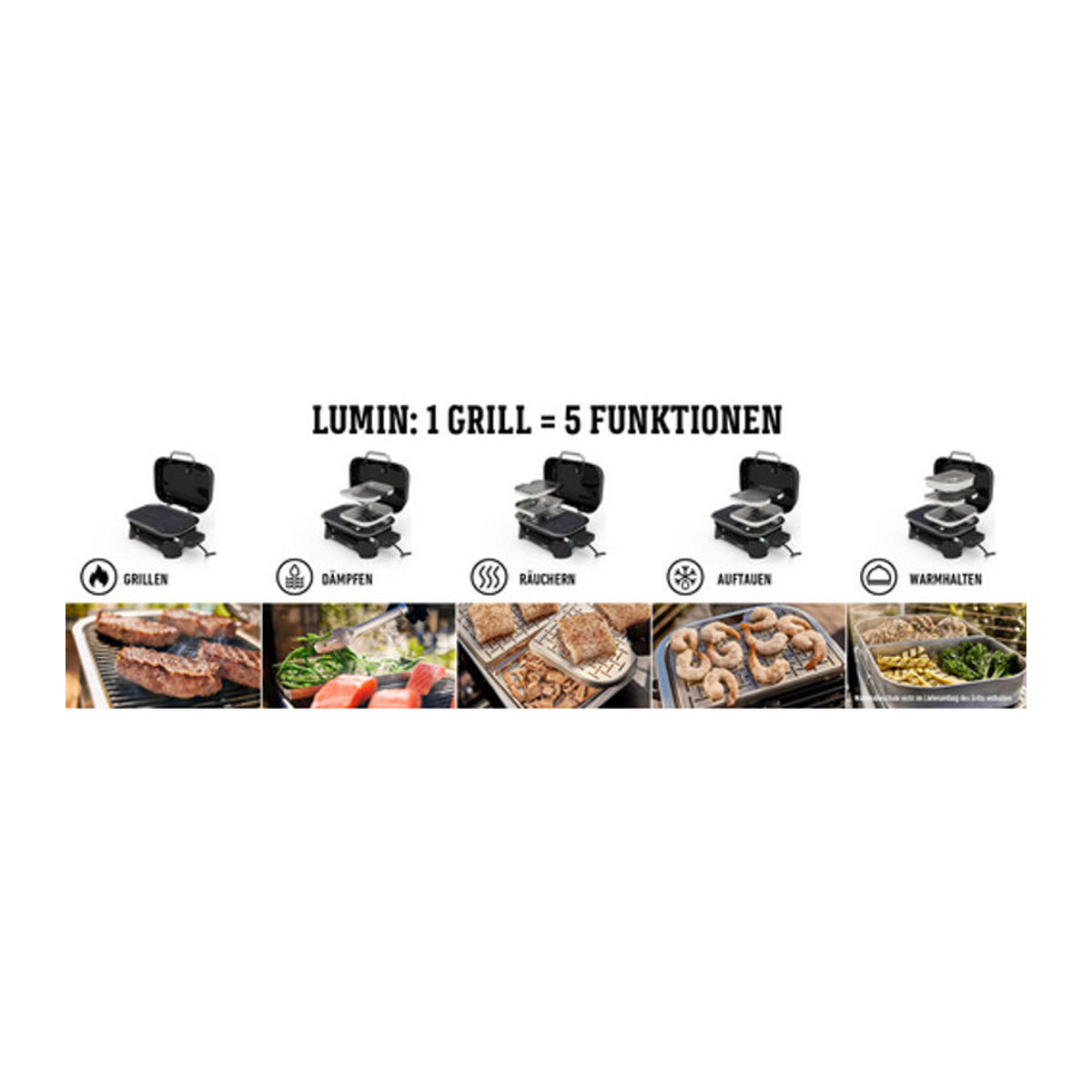 Weber Lumin Elektrogrill in Schwarz mit Grillfläche von 49 x 33 cm - Bild 3