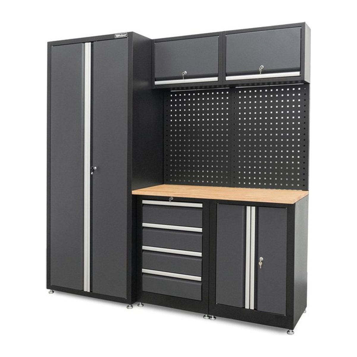 Weber Schranksystem Serie 450 Modern 8-teilig Grau mit Drehtüren - Bild 1
