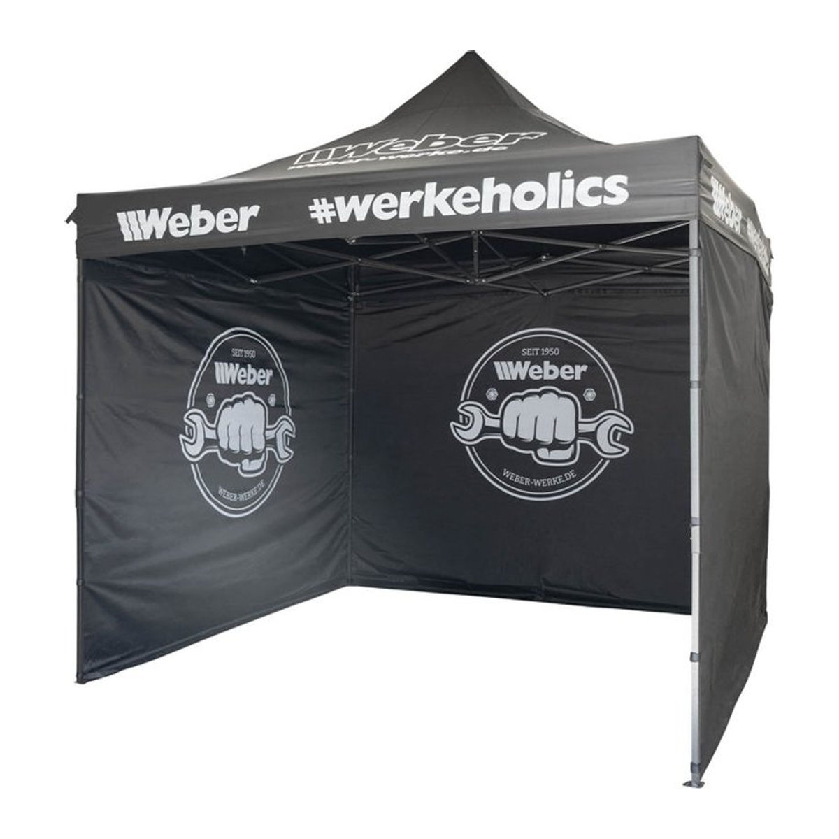 Weber Werkeholics Easy-Up Pavillon inklusive 3 Seitenwänden, Schwarz, B: 300 cm x T: 300 cm - Bild 1