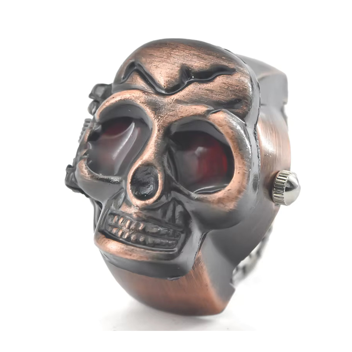 Wecin Unisex Ring Uhr mit kreativem Schädel-Design und Quarzwerk in Gold und Mehrfarbig - Bild 2