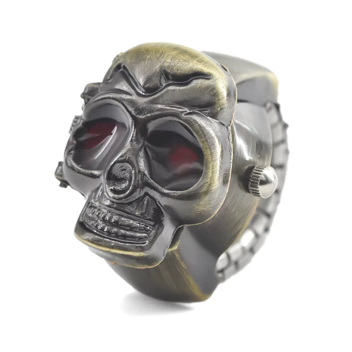 Wecin Unisex Ring Uhr mit kreativem Schädel-Design und Quarzwerk in Gold und Mehrfarbig - Bild 3