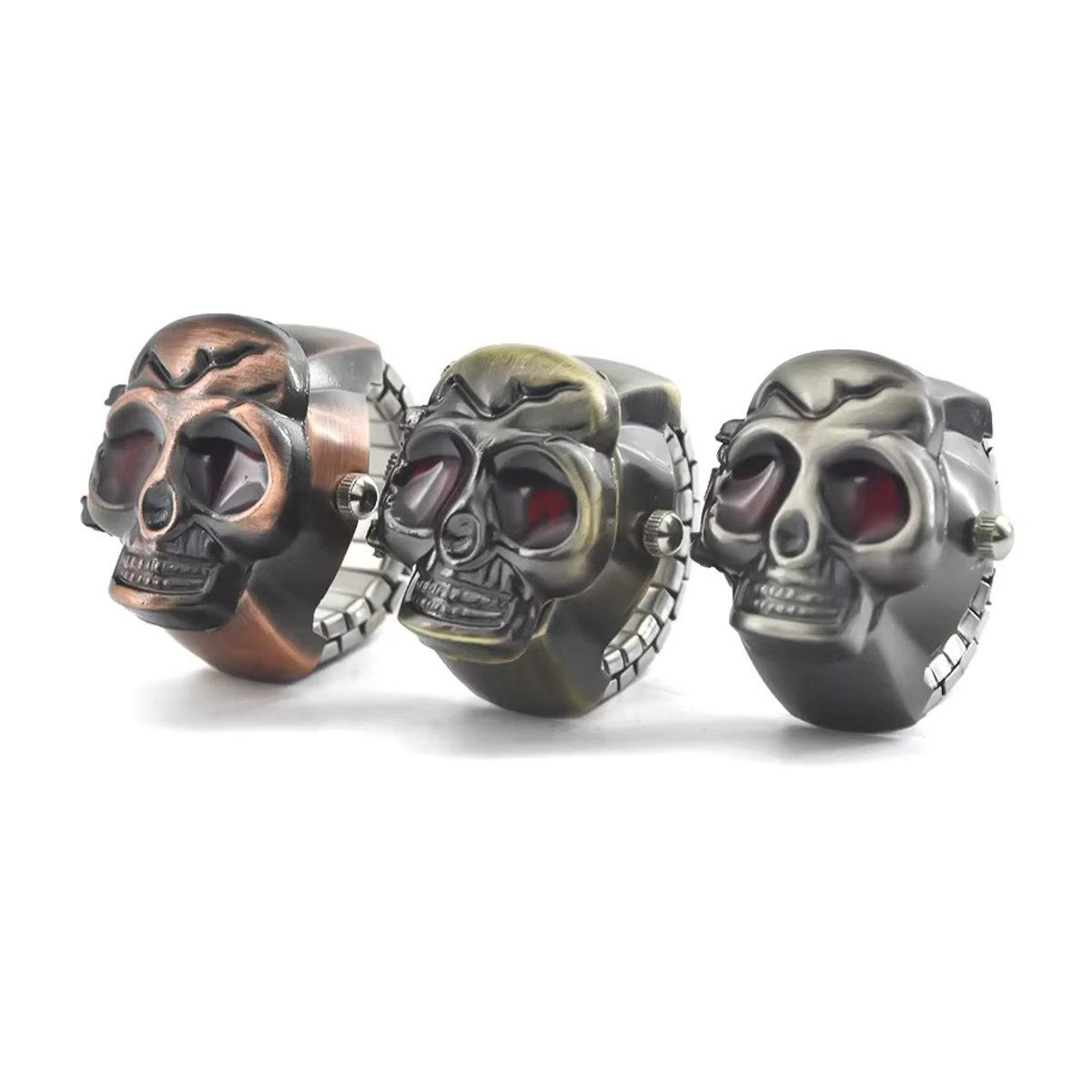 Wecin Unisex Ring Uhr mit kreativem Schädel-Design und Quarzwerk in Gold und Mehrfarbig - Bild 5
