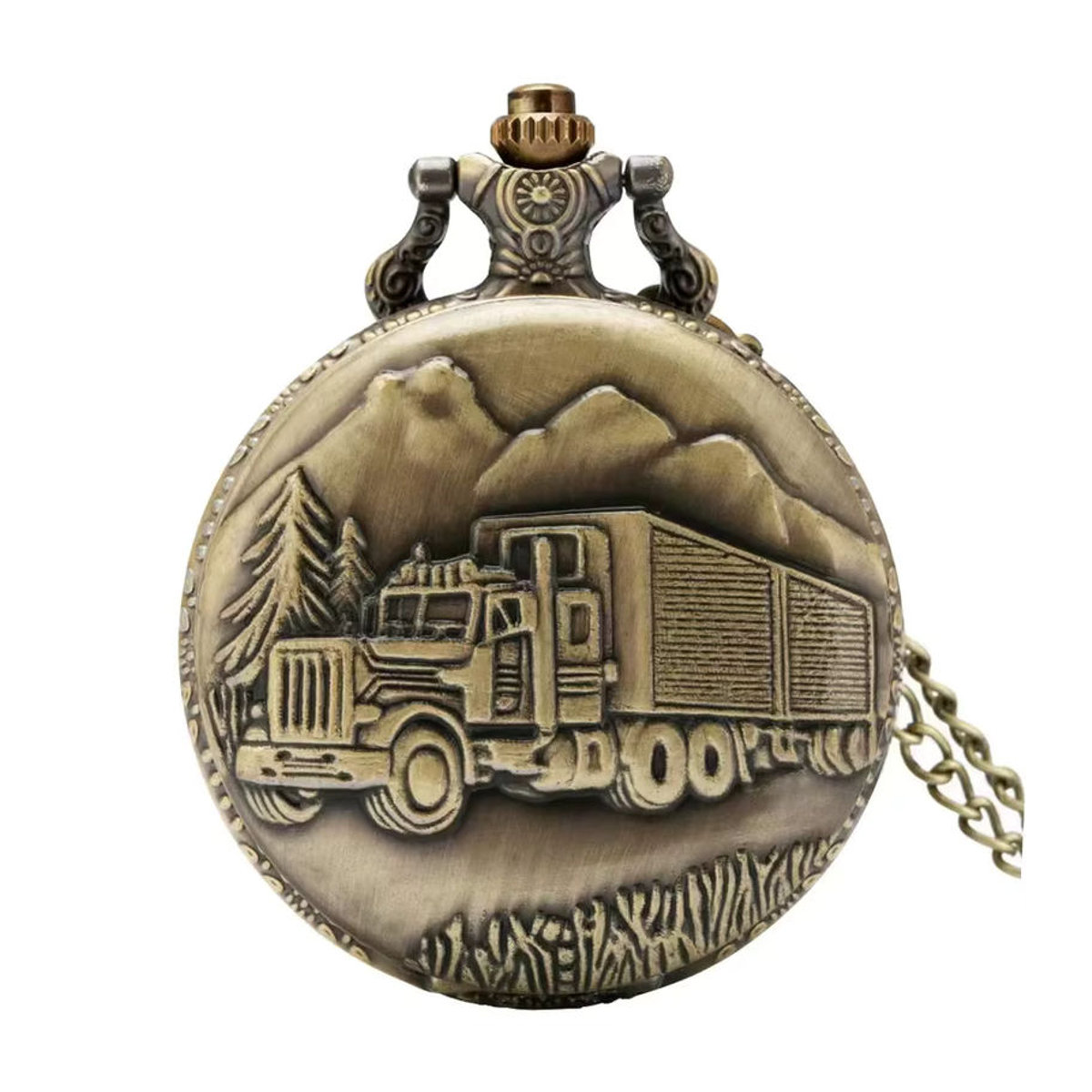 Wecin Vintage Quarz Taschenuhr für Herren im Oldtimer Design aus Metall in Bronze und Gold/Braun - Bild 3