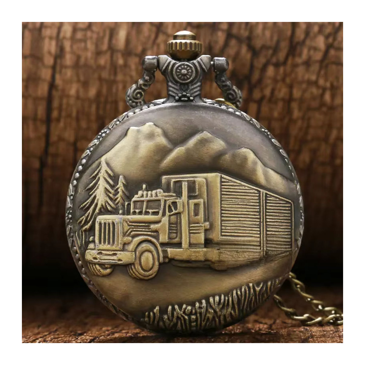 Wecin Vintage Quarz Taschenuhr für Herren im Oldtimer Design aus Metall in Bronze und Gold/Braun - Bild 6