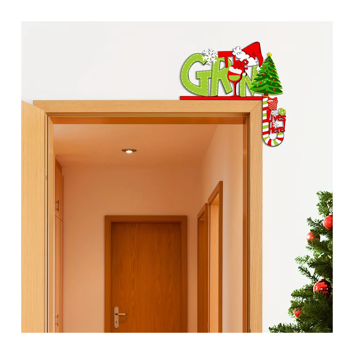 Weclocme Whoville Weihnachtsdekoration Eckrahmen für die Weihnachtstür in Grün und Mehrfarbig - Bild 4