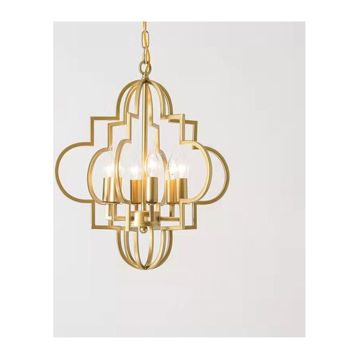 Wecus Kronleuchter in Gold im Vintage-Design aus Metall für Wohnzimmer, Esszimmer und Küche - Bild 1