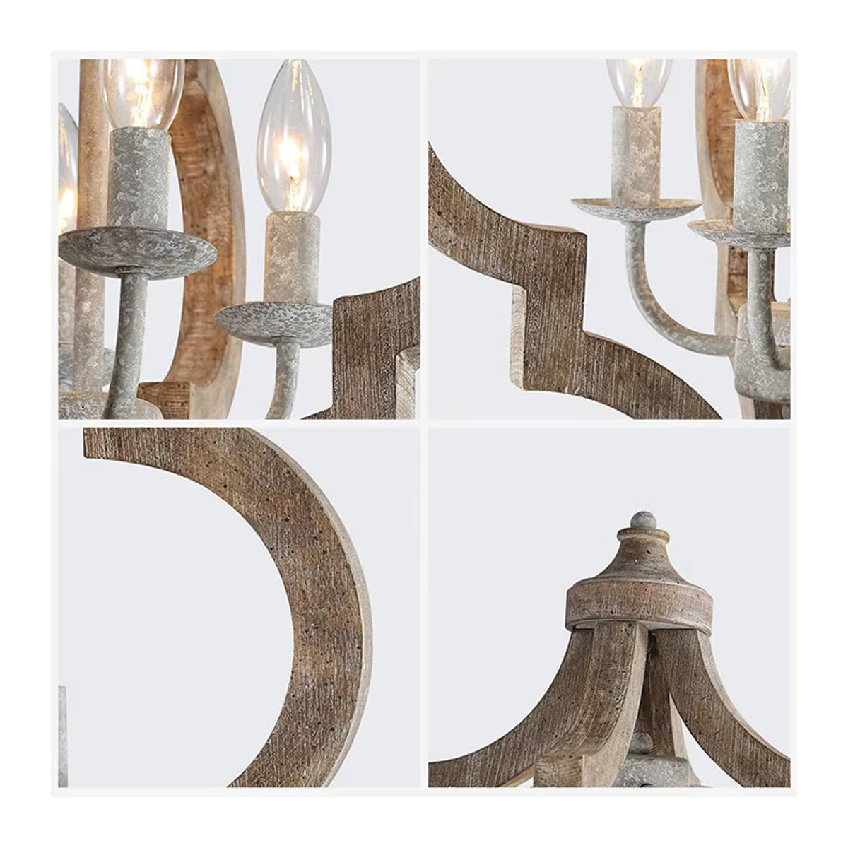 Wecus Landhaus Pendelleuchte aus Massivholz und Metall in Natur für Wohnzimmer und Esszimmer - Bild 5