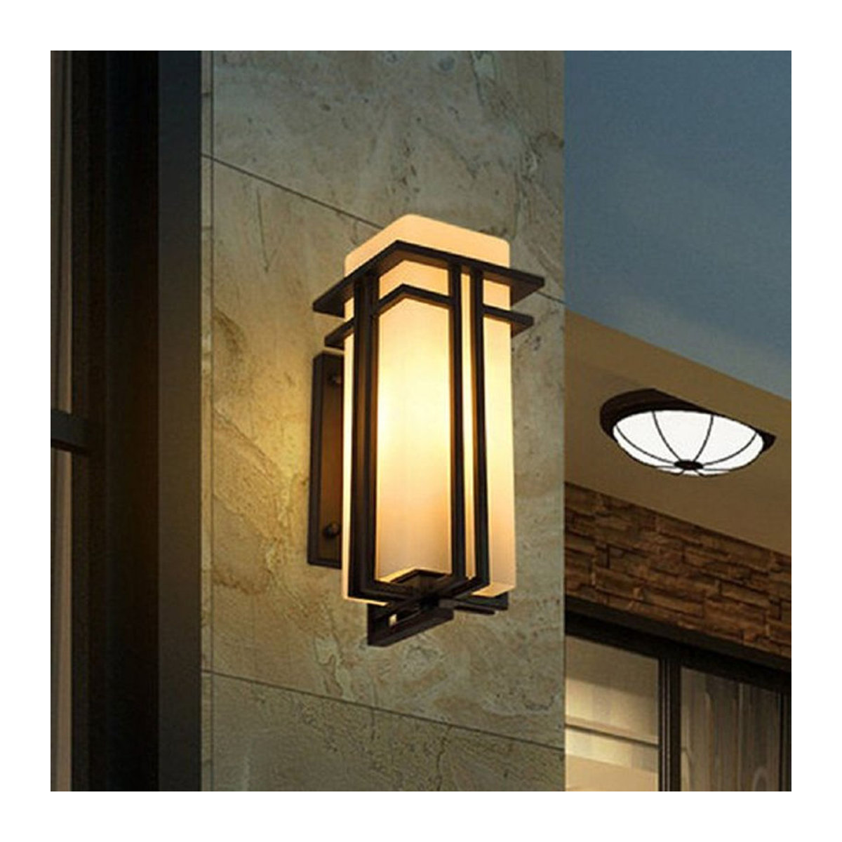 Wecus LED Wandleuchte im Retro-Stil aus Metall, Schwarz, Wasserdichte Außenleuchte für Garten, Hof und Balkon - Bild 1