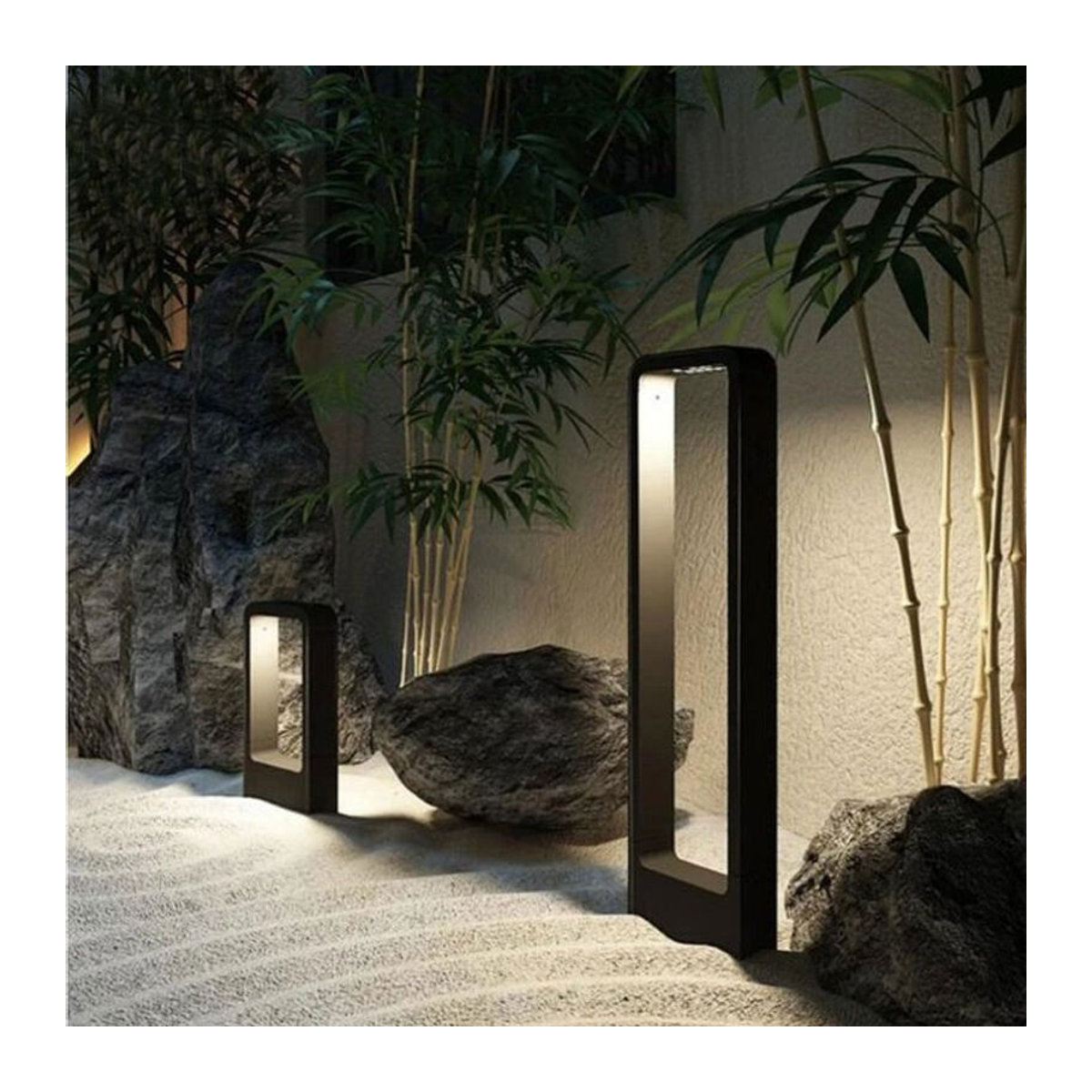 Wecus Moderne LED Pollerleuchte aus Aluminium in Schwarz mit warmweißem Licht, Wasserdichte Gartenlampe für Außenbereiche - Bild 1