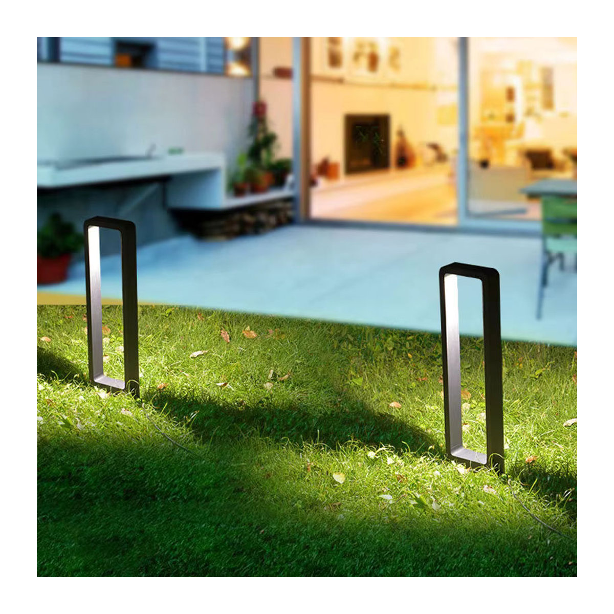 Wecus Moderne LED Pollerleuchte aus Aluminium in Schwarz mit warmweißem Licht, Wasserdichte Gartenlampe für Außenbereiche - Bild 2