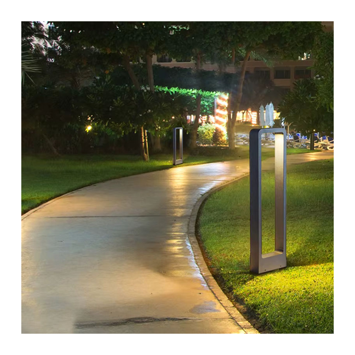 Wecus Moderne LED Pollerleuchte aus Aluminium in Schwarz mit warmweißem Licht, Wasserdichte Gartenlampe für Außenbereiche - Bild 3