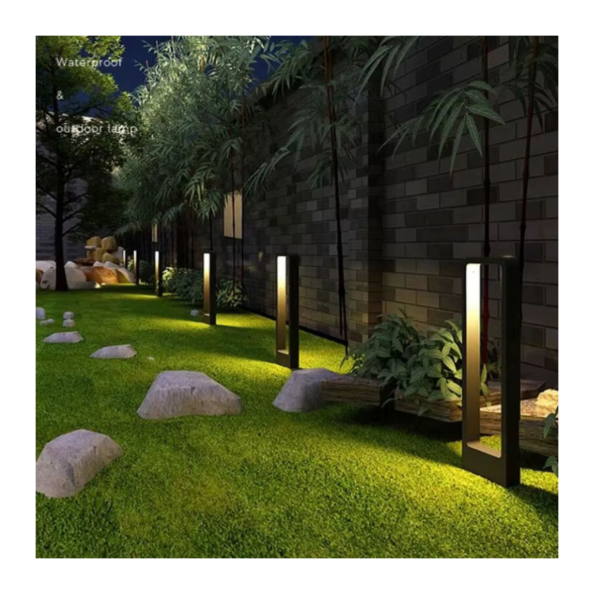 Wecus Moderne LED Pollerleuchte aus Aluminium in Schwarz mit warmweißem Licht, Wasserdichte Gartenlampe für Außenbereiche - Bild 5