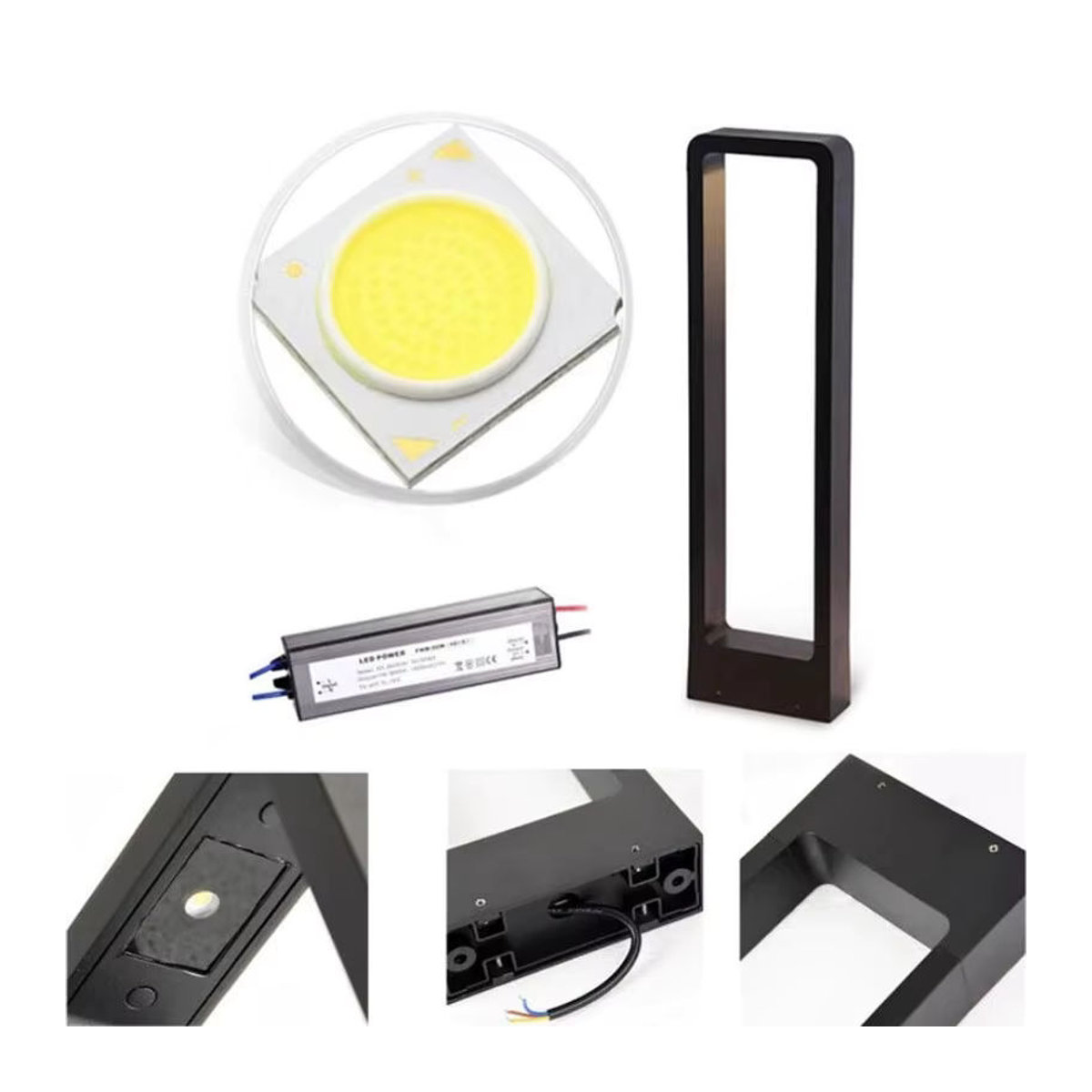 Wecus Moderne LED Pollerleuchte aus Aluminium in Schwarz mit warmweißem Licht, Wasserdichte Gartenlampe für Außenbereiche - Bild 6