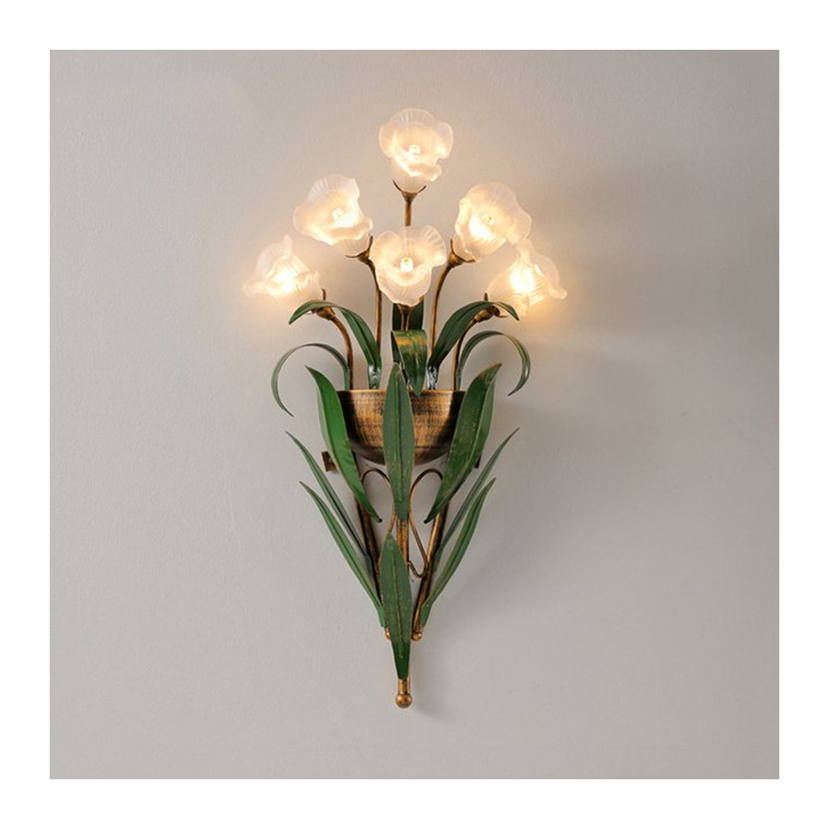 wecus Nachttischlampe im französischen Landhausstil mit Blumenmuster in Weiß und Rosa - Bild 1