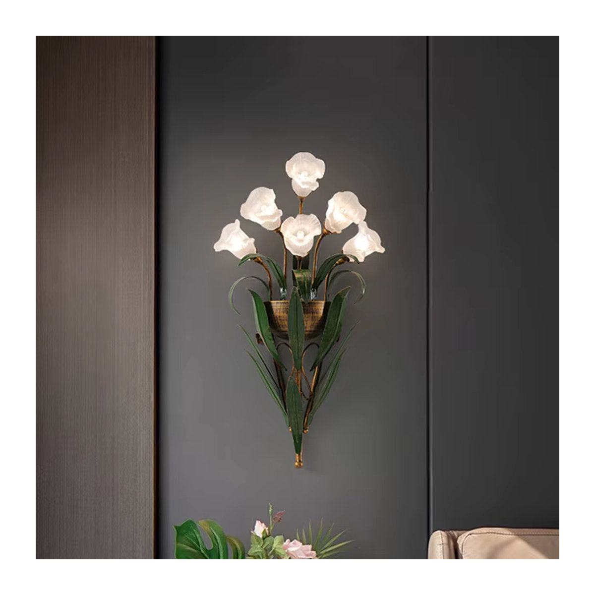wecus Nachttischlampe im französischen Landhausstil mit Blumenmuster in Weiß und Rosa - Bild 2