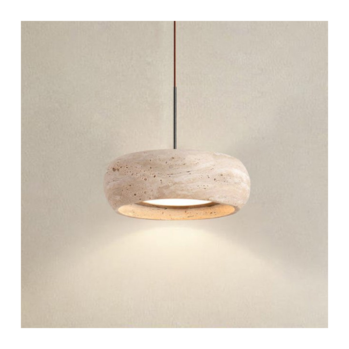 Wecus Pendelleuchte im japanischen Wabi Sabi Stil aus Stein in Beige für Schlafzimmer, Küche und Esszimmer - Bild 1