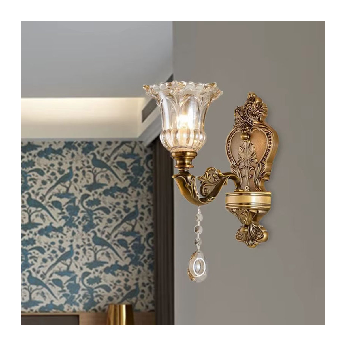 Wecus Retro Kristall Wandleuchte aus Glas in Braun für Wohnzimmer und Schlafzimmer - Bild 4