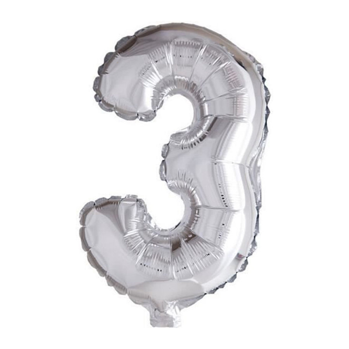 Wefiesta Aluminiumballon Nummer 3 in Silber, 40 cm Höhe - Bild 1