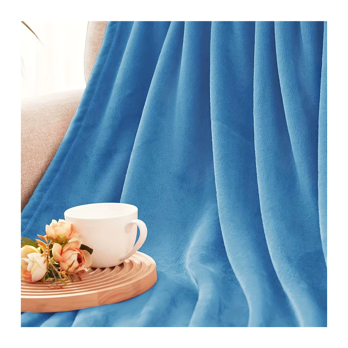Weiche Flanell-Decke in Blau, atmungsaktiv und maschinenwaschbar - Bild 2