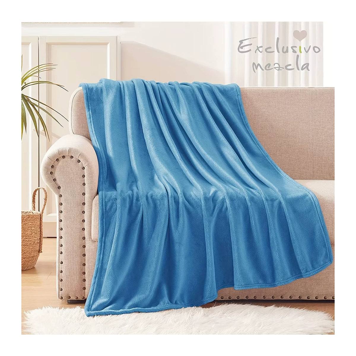Weiche Flanell-Decke in Blau, atmungsaktiv und maschinenwaschbar - Bild 4