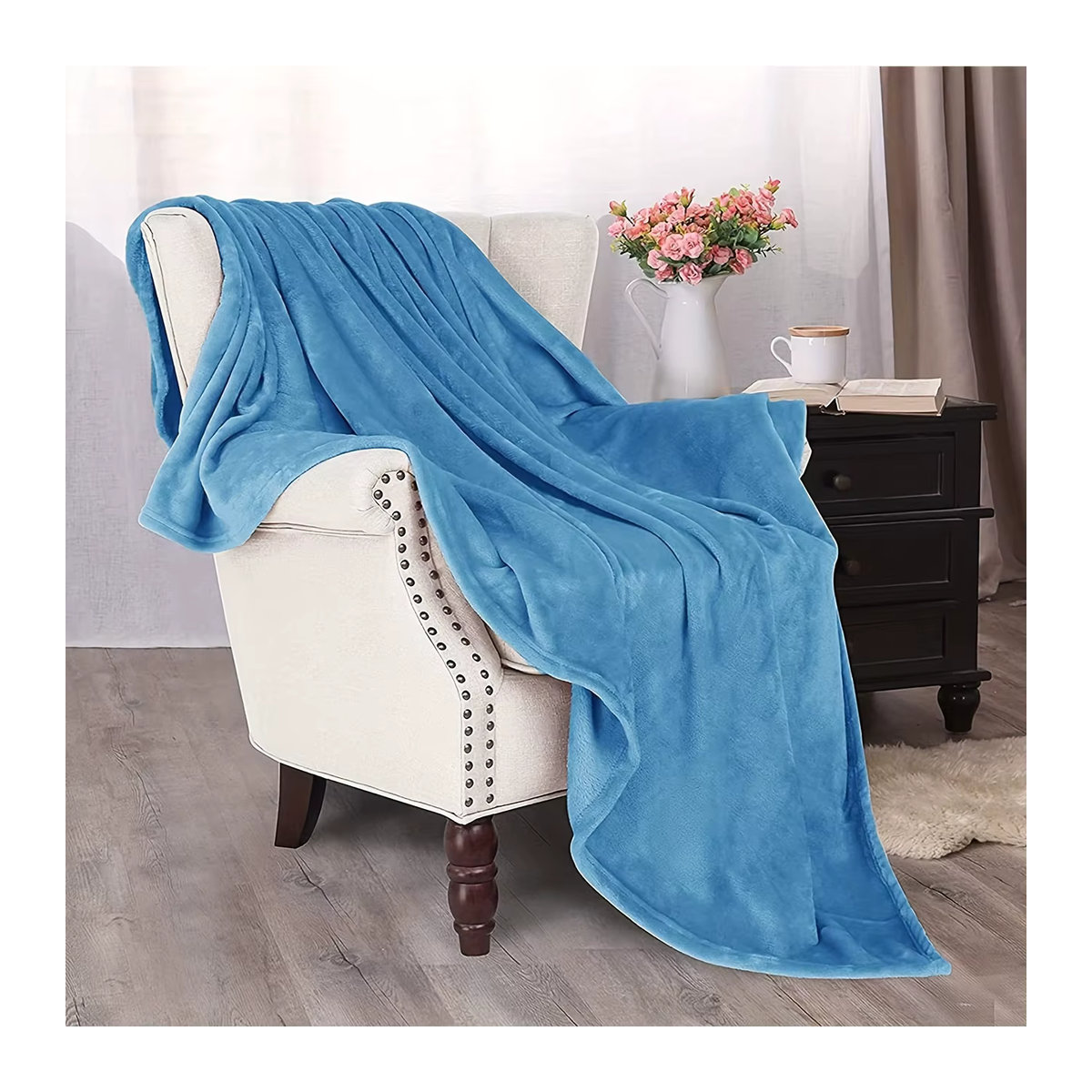 Weiche Flanell-Decke in Blau, atmungsaktiv und maschinenwaschbar - Bild 6