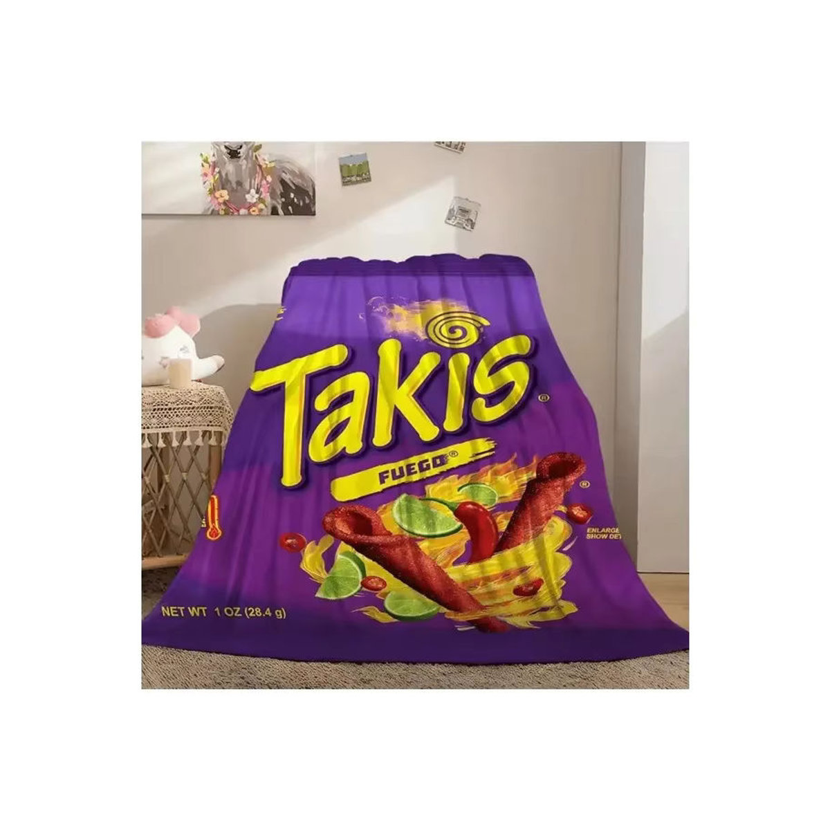 Weiche Flanell-Decke mit Cartoon-Snack-Print für Zuhause und Reisen - Bild 3