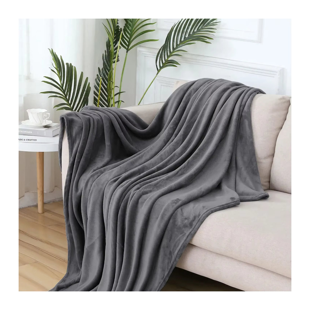 Weiche Fleece-Decke von Evich in Grau für Couch und Bett, superweiche und warme Plüschdecke für Herbst und Winter - Bild 4