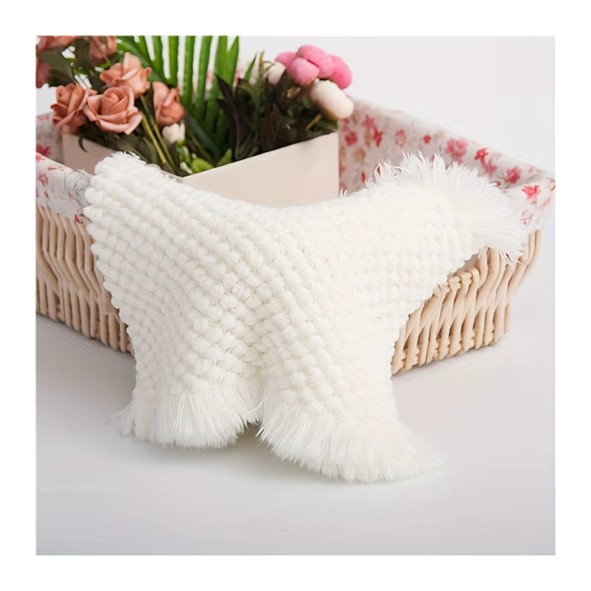 Weiche Häkeldecke für Neugeborenen-Fotoshootings als Fotorequisite und Hintergrund in Grau und Mehrfarbig - Bild 2
