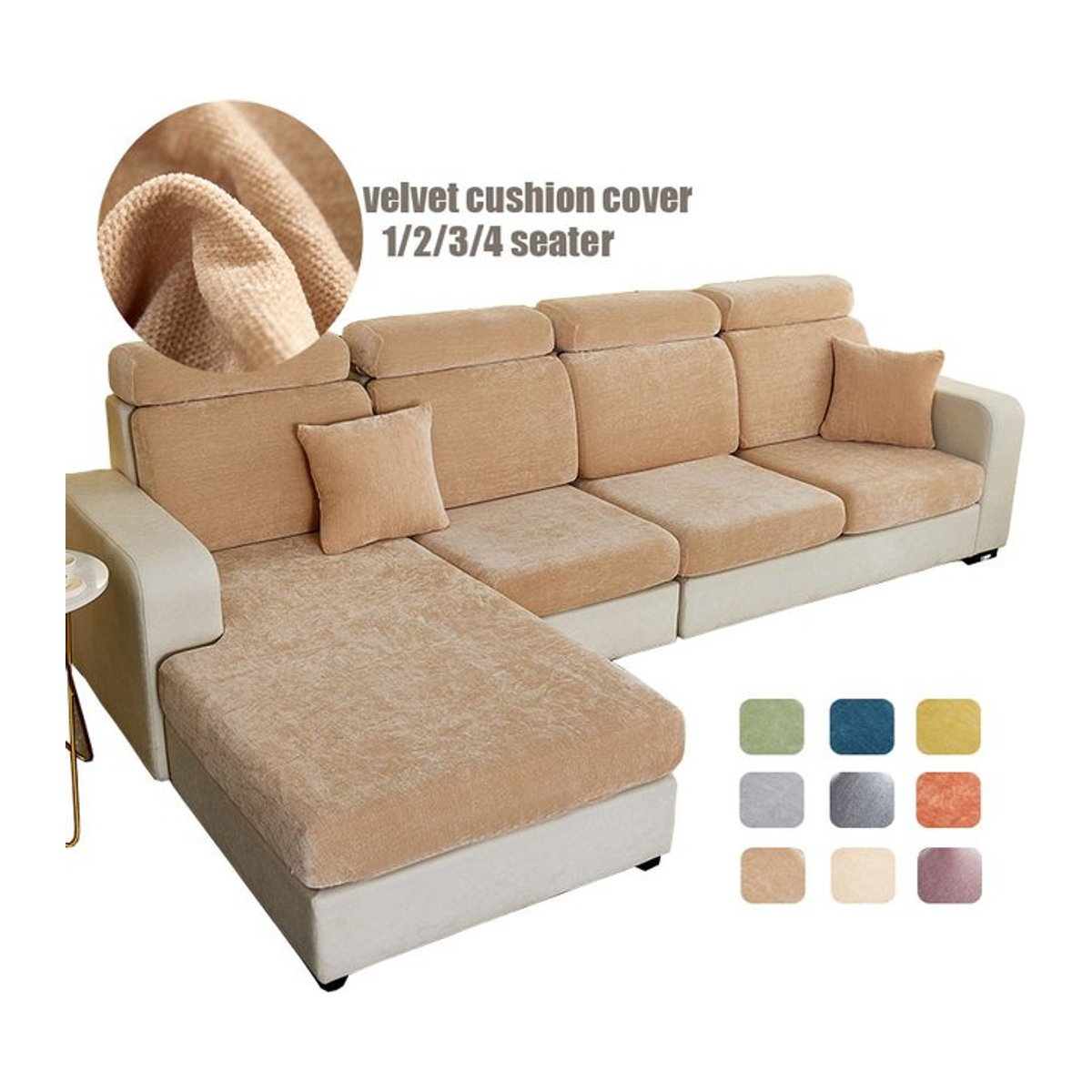 Weicher Samt Sofakissenbezug als Schonbezug für Sofa, Sessel und L-Shape Chaiselongue in verschiedenen Größen - Bild 1