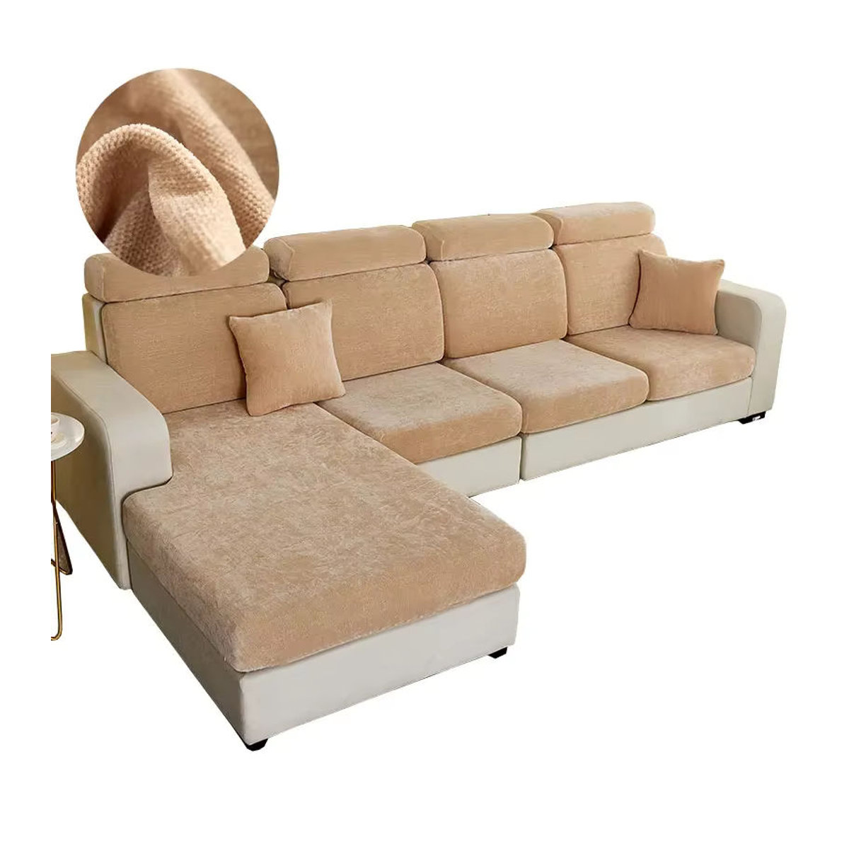 Weicher Samt Sofakissenbezug als Schonbezug für Sofa, Sessel und L-Shape Chaiselongue in verschiedenen Größen - Bild 5