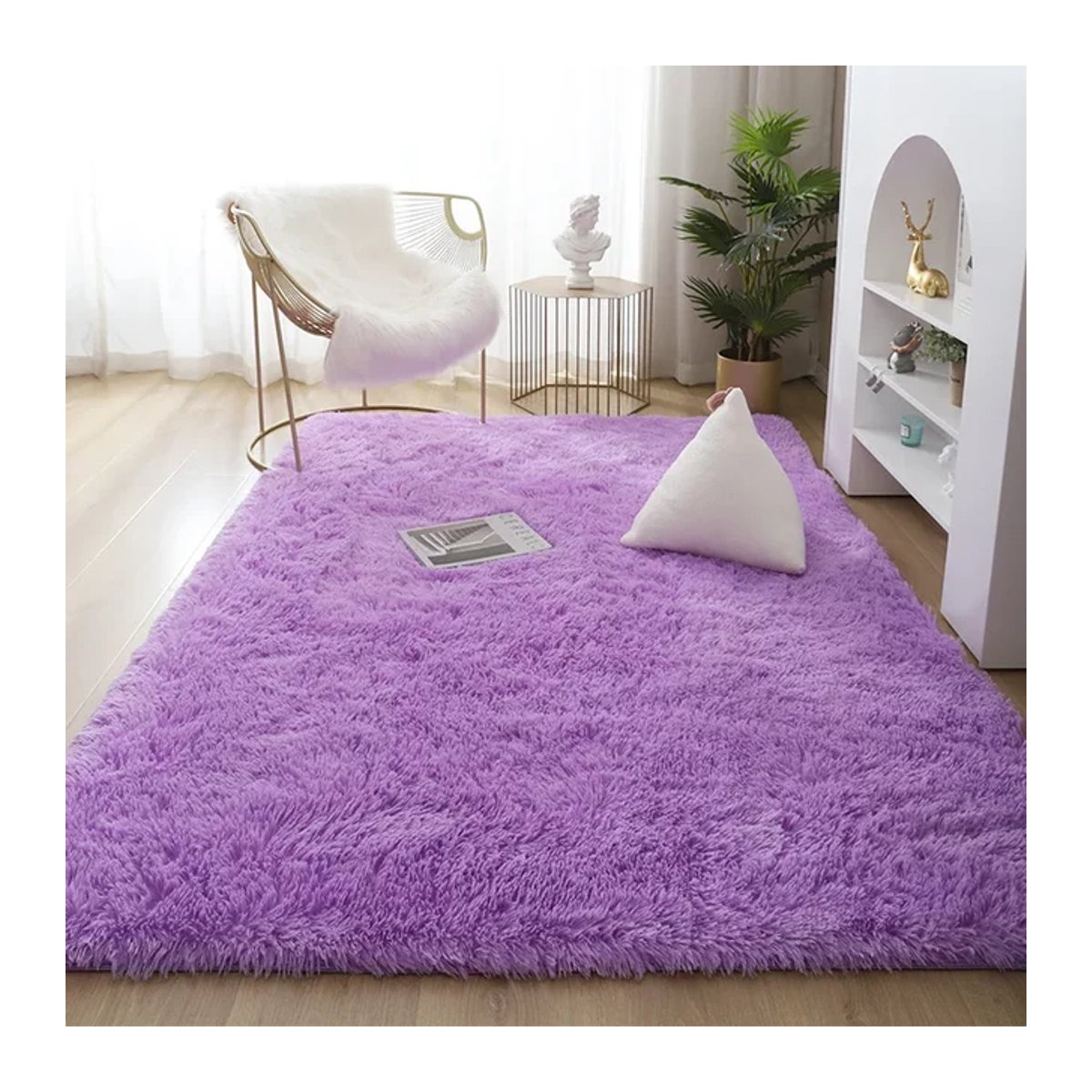 Weicher Samtteppich von KELOSICI in Lila, rutschfester Plüschteppich für Wohnzimmer, Schlafzimmer und Kinderzimmer - Bild 1