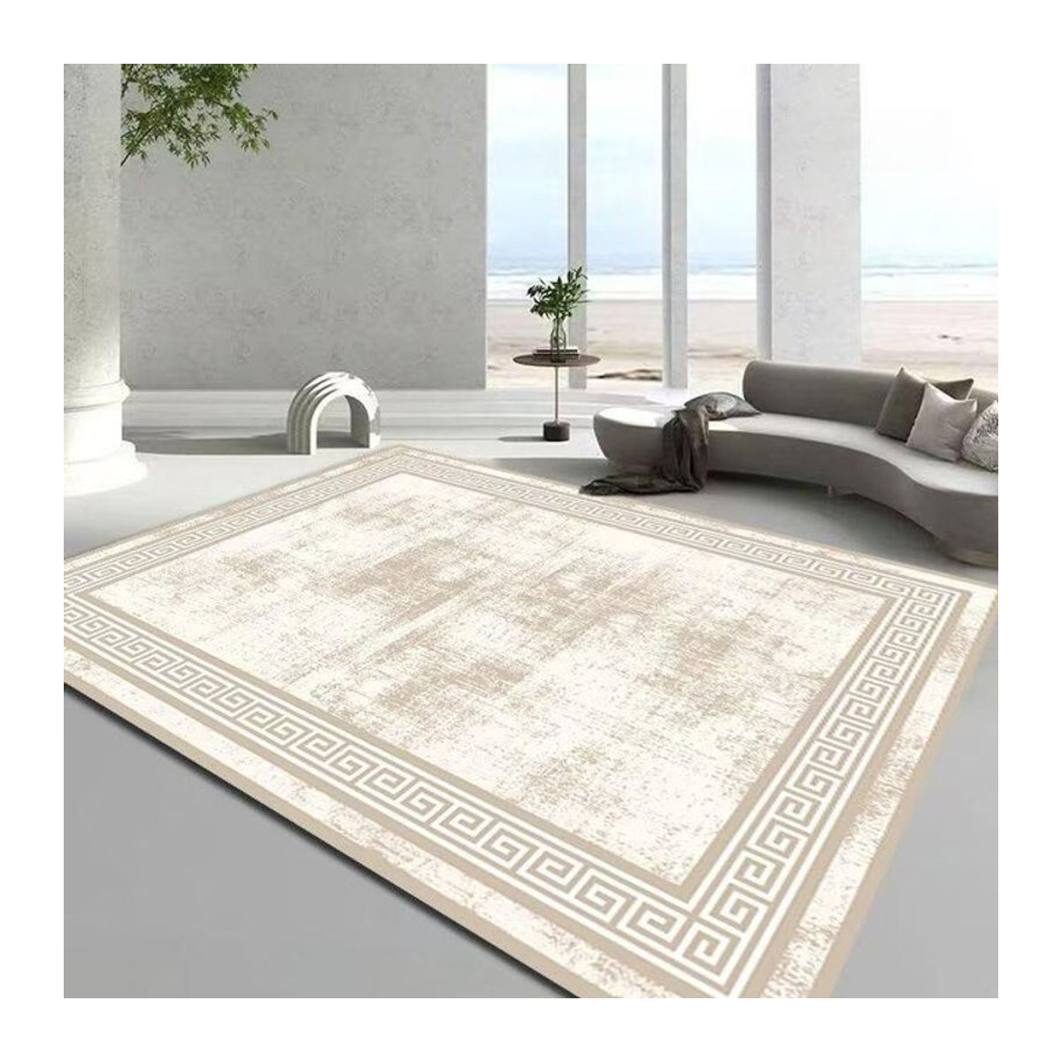Weicher Teppich Karpetti im europäischen Stil mit Rahmenmuster in Beige, B/T: 230 x 200 cm - Bild 2