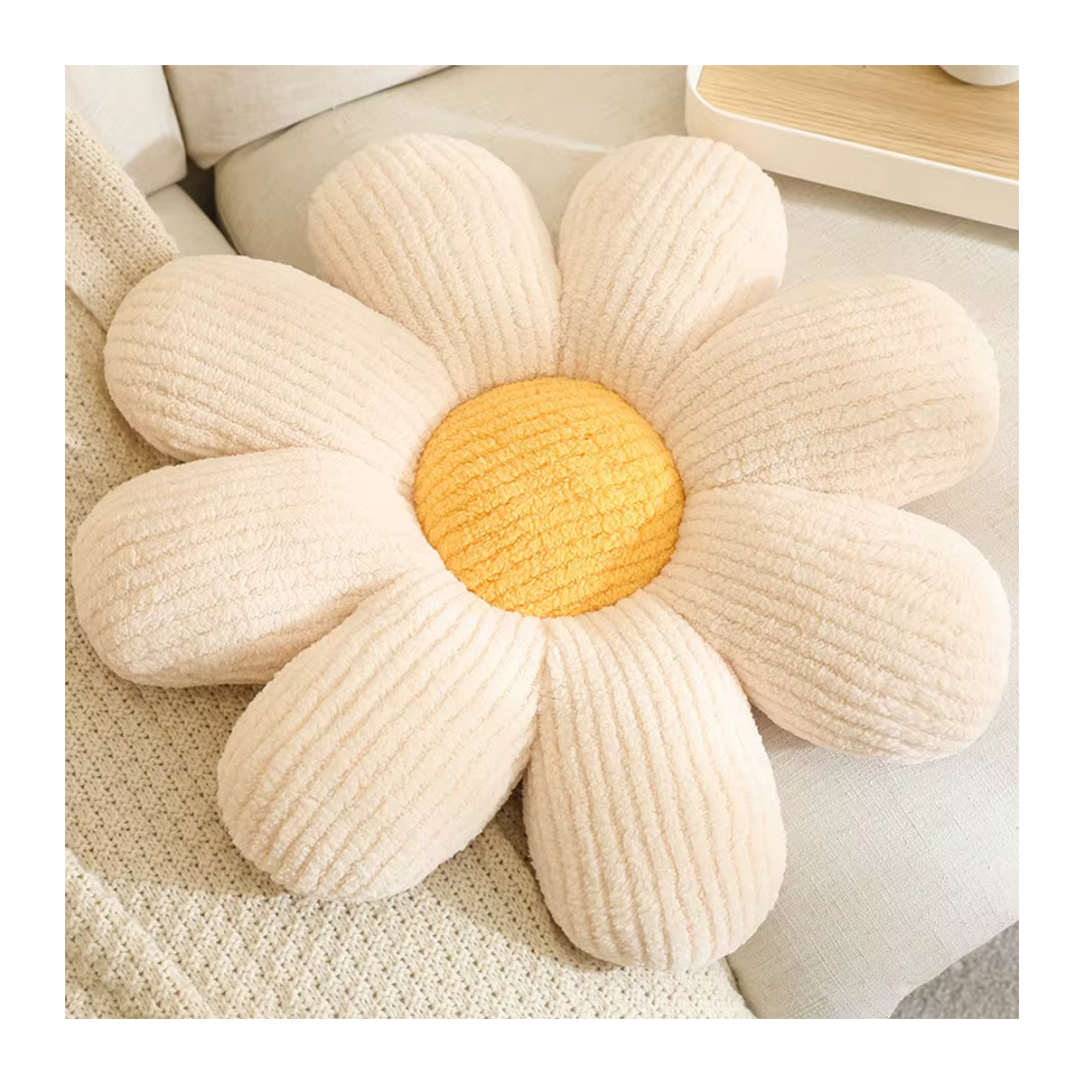 Weiches Gänseblümchen Plüschkissen in Rosa und Mehrfarbig als dekoratives Sitzkissen für Sofa und Stuhl - Bild 6