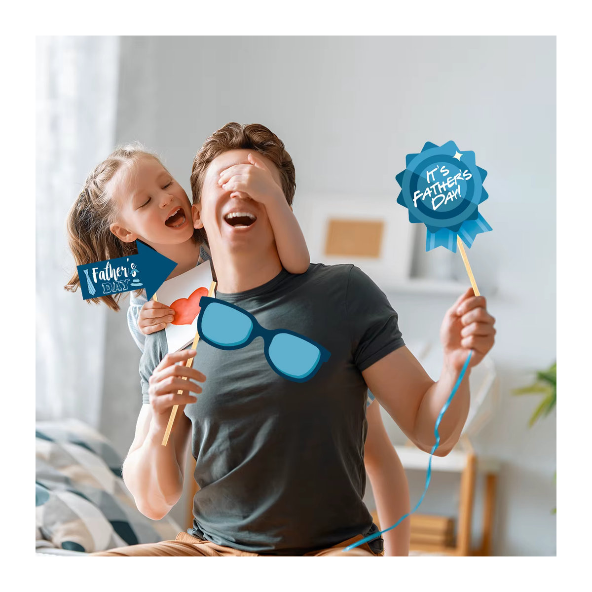 WEIGAO 20 Stück Vatertags Fotokabinen Requisiten in Mehrfarbig für deine Party mit Wir lieben Papa Thema und lustigen Selfie-Motiven aus Papier - Bild 2